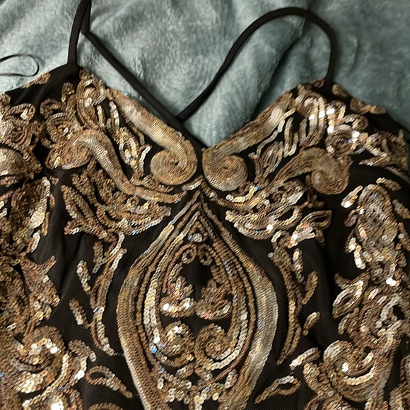 New with Tags Privy Black Gold Sequin Dress (S) - Picture 2 of 5